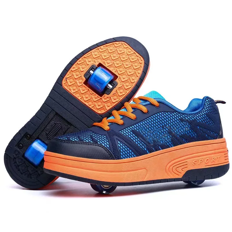 EUR 28-43 NEW Children Junior Roller Skate Shoes Kids Sneakers With Two Boys Girls Wheels Shoes Adult Casual boys