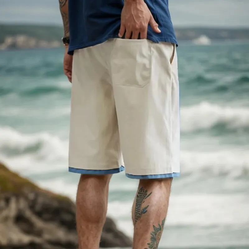 남성용 포켓 드로스트링 허리 캐주얼 스포츠 반바지, 스트리트 스포츠, 여름