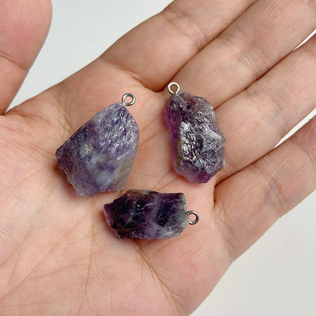 Purple Amethysts Quartz Crystal Pendant Charm Connector For Healing Pendulum Jewelry Making Diy Earring Necklace Gifts