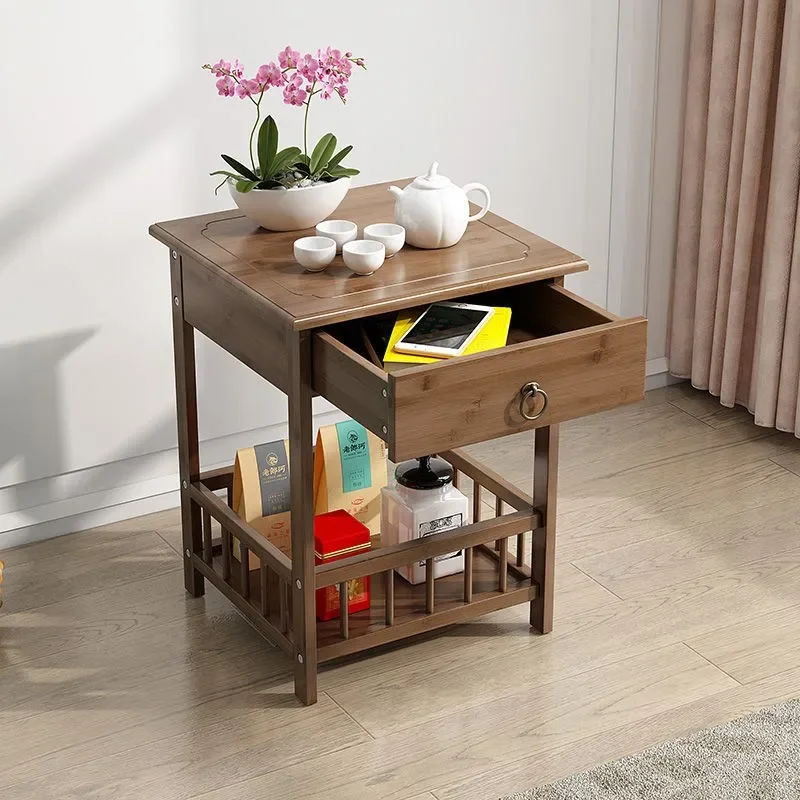 

Bamboo sofa, solid wood, simple modern bedside table, corner table, living room, small coffee table, tea storage rack