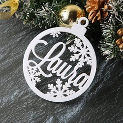 Personalized Laser - Cut Christmas Tree Baubles & Name Ornaments for 10cm (White)
