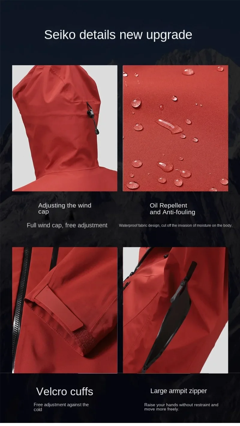Men's and Women's All-weather Mountaineering Jackets Waterproof High-transparency Soaking Steam Customized