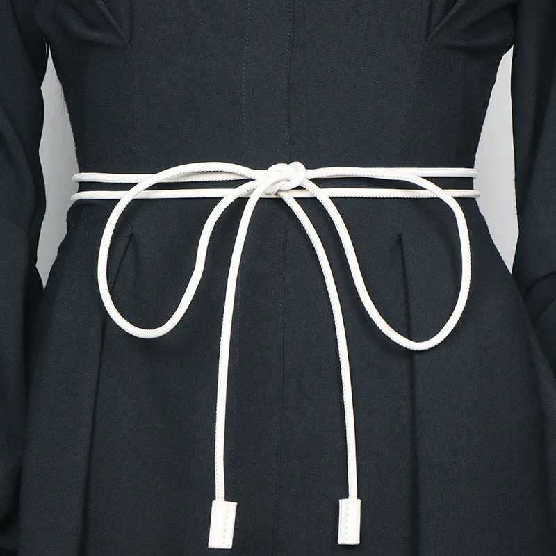 240CM New Female Waist Chain Thin Belt Simple Decoration Tie with Dress Long Waist Rope Knotted Vintage Dresses String Waistband