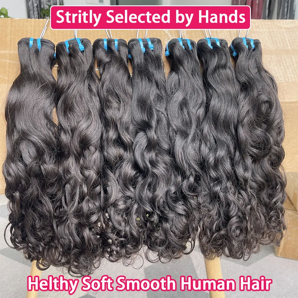 18A Water Wave Vietnamese 100% Human Hair Bundles #1B Natural Black Curly Unprocessed Raw Virgin Hair Weave Extensions For Women 4