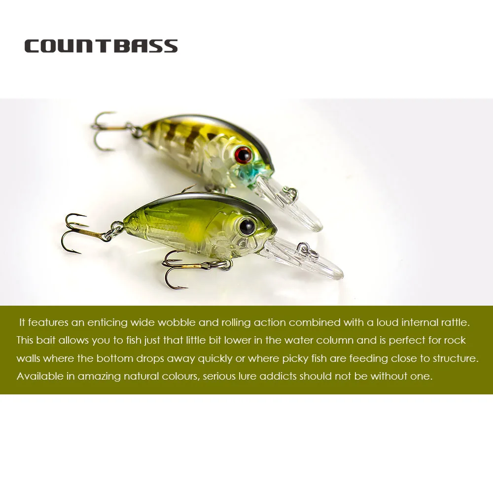 Countbass Crank 39mm 1-1/2" 4.5g 5/32 oz Dive 1-1.2m Deep Diver VMC Hooks Hardbaits Fishing Lures Crankbait Wobblers