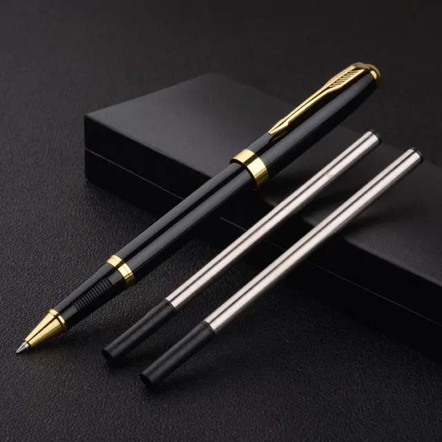 7 PCS Metal gel pen set 0.5 mm ballpoint pen for writing blue black Stationery Office School Supplies 1