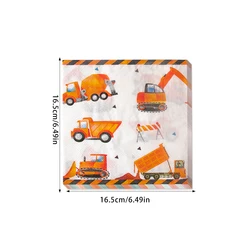 Construction Party Tableware Set - Disposable Plates, Cups, Napkins & Decor (20pcs napkins)