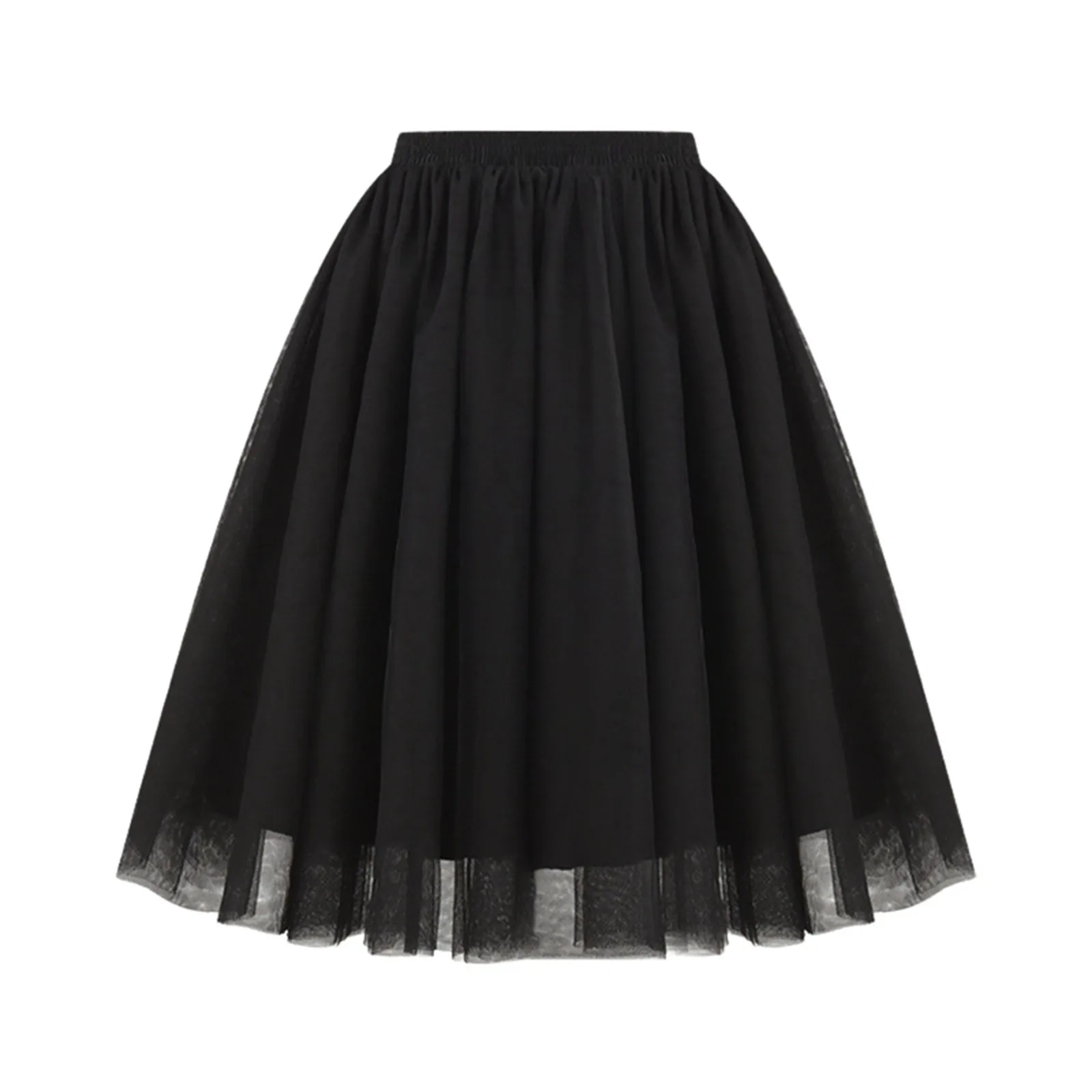 Fashion Tulle Skirt Pleated Tutu Skirts Womens Soft Drape Mid Length Skirt Wedding Bridal Bridesmaid Large Size A Line Skirts 4