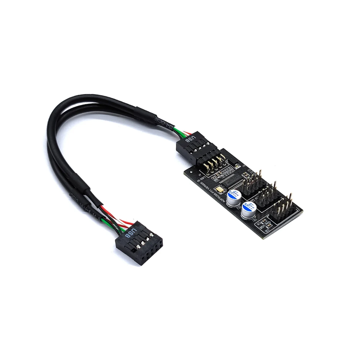 AT87-9Pin USB Hub Connector USB Splitter 1 to 3 USB2.0 9Pin Header Board Cable for Water Cooling for RGB LED Fan Speed Test
