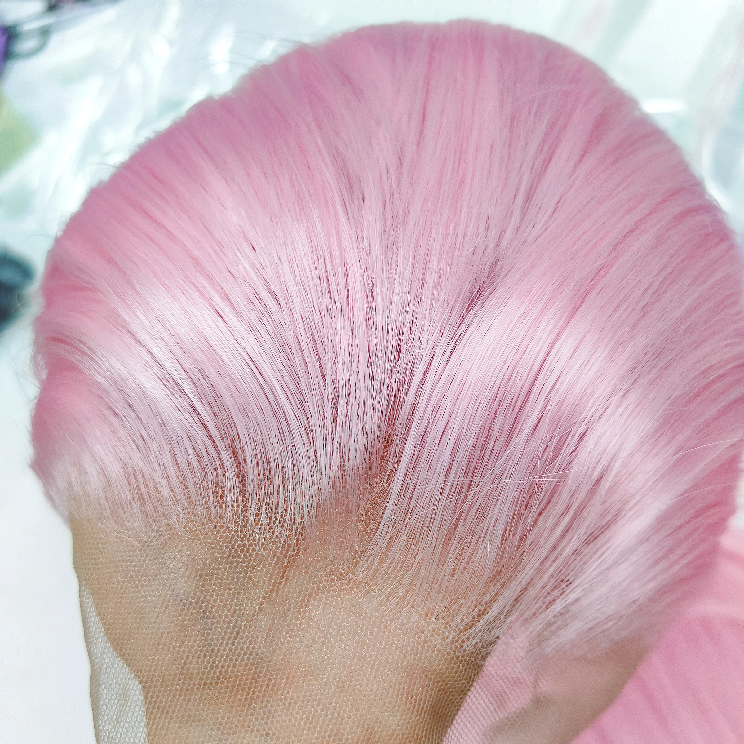 Ashely Pink Lace Wig for Women 26inch Long Straight Colored Cosplay Wig 13*4 HD Lace Nature Looking High Temperature Fibers