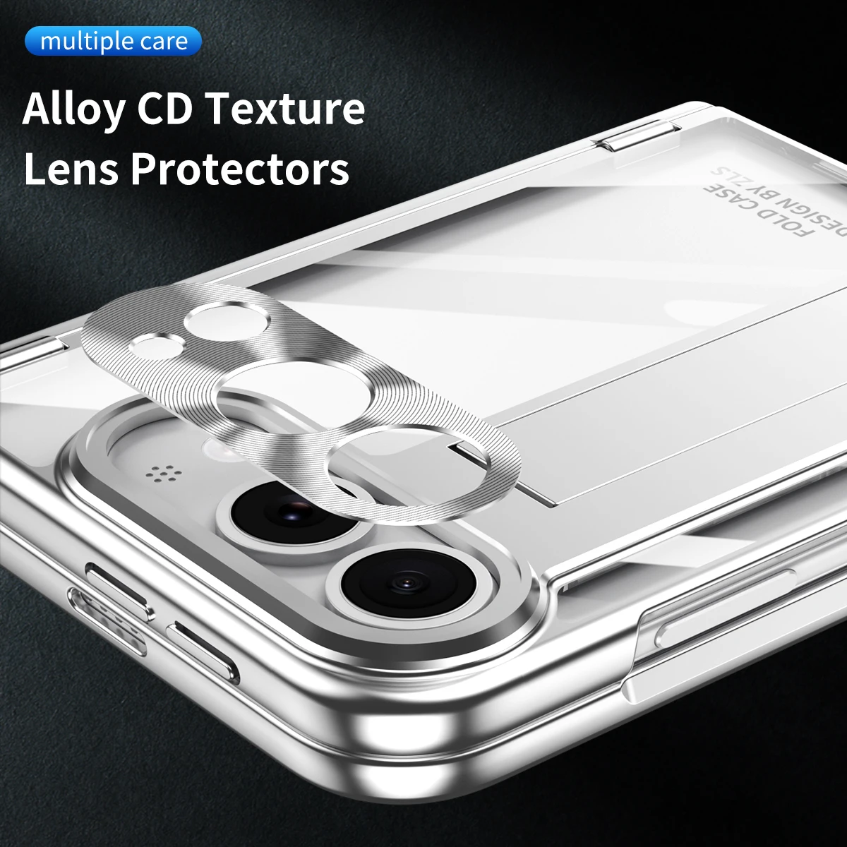 DuoElectroplated Magnetic Hinge Phone Case with Front Glass and Lens Protection - Shockproof Cover