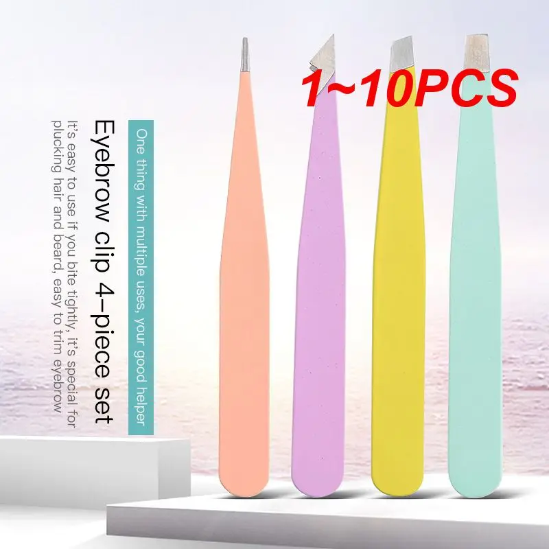 

1 ~ 10 шт. Пинцет для удаления волос в бровях из нержавеющей стали, щипцы для волос и бороды, зажим для бровей, инструменты для макияжа, пинцет для ресниц