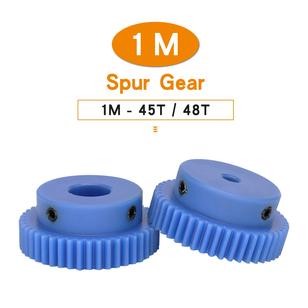 Transmissão Plástica Azul do Motor da Engrenagem Parte 1m-passo dos Dentes de 45t 48t 3.14 mm Altura 10 mm Tamanho do Furo 10 12 14 15 mm a