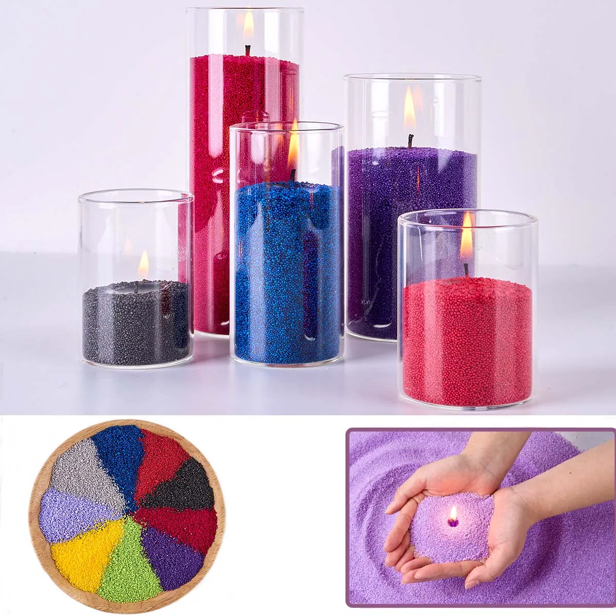 Colorful Sand Wax Handmade Aromath Candle DIY Ice Flower Wax Snowflake Pearl Candles Sand Painting Crafts Making Accessories