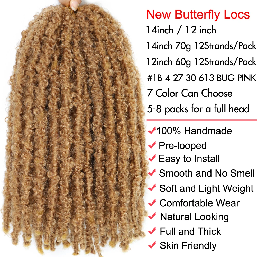 18 24 36 Polegada Faux Locs Crochet Hair New Butterfly Locs Crochet Hair  para Mulheres Negras 12 Strands/Pack Upjoy Hair Official Store - AliExpress