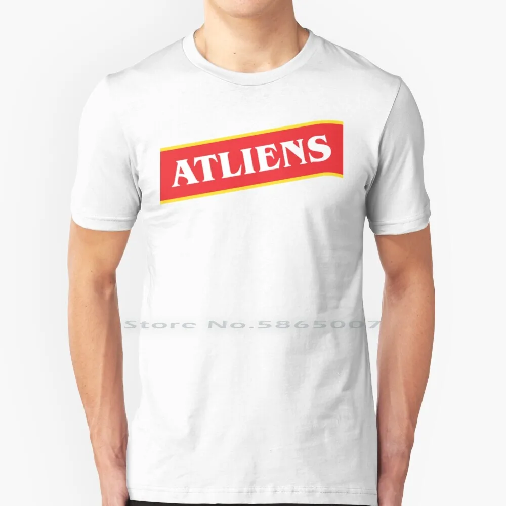 Atliens Stripe On White T Shirt 100% Cotone Atlanta Basketball Hawks Braves Falcons United Itp Otp Red Waffle House Yellow Big