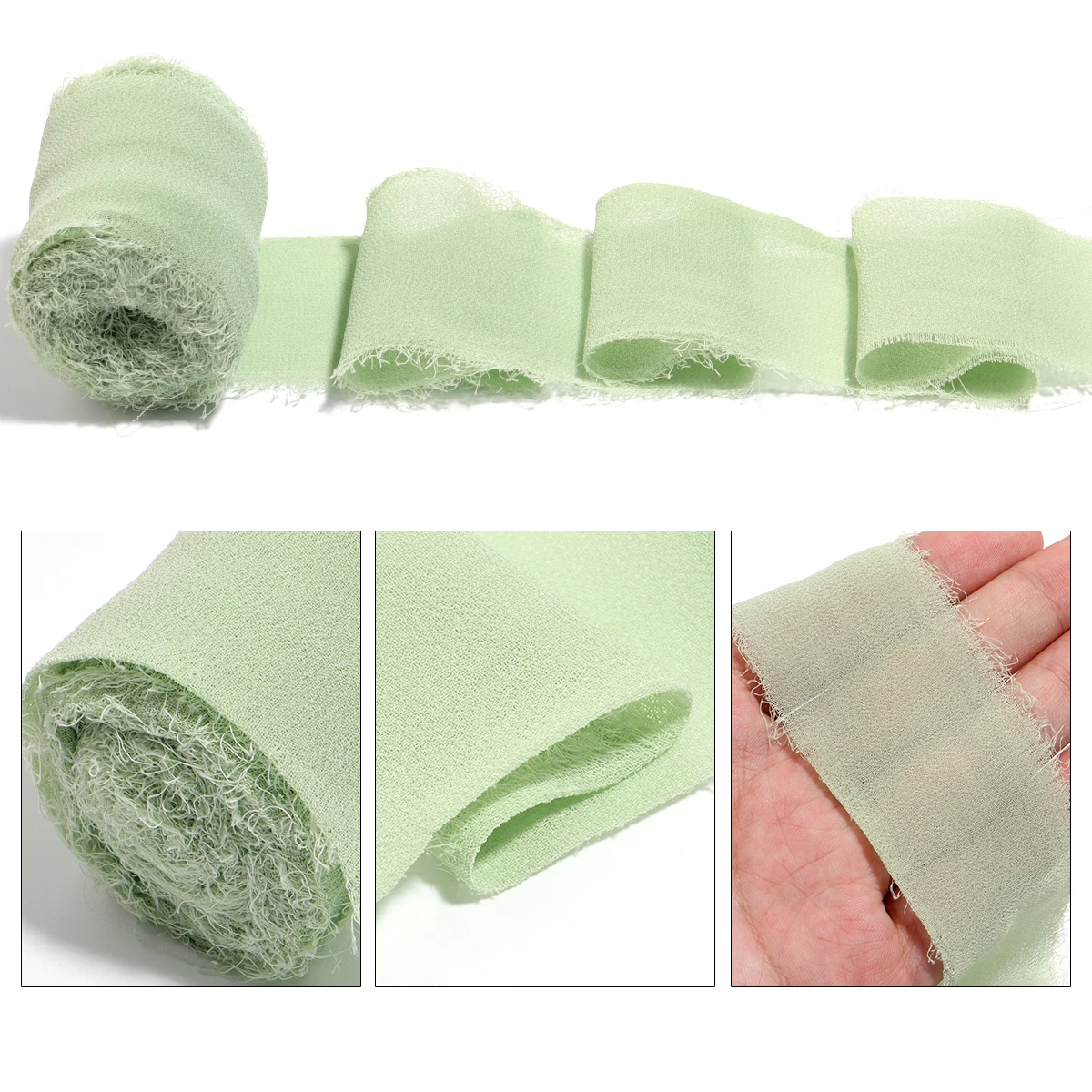 Color Chiffon Silk Ribbons Handmade Frayed Edged Ribbon Gift Wrapping Party Wedding Decoration Materials 5 Meter/roll