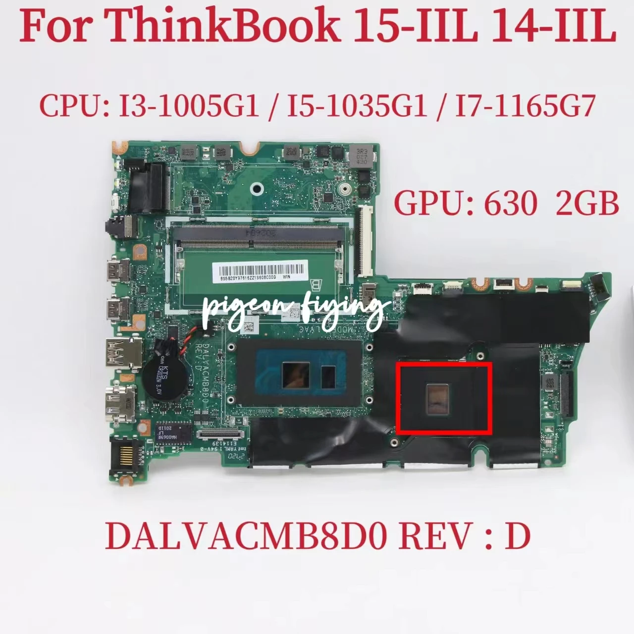 

DALVACMB8D0 для Lenovo ThinkBook 15-IIL/14-IIL, материнская плата для ноутбука, ЦП: Стандартный графический процессор: 630 дюйма, 2 Гб, 100% дюйма, тест ОК