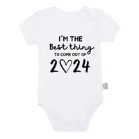 I'm the Best Thing 2024 Newborn Baby Clothes White Cotton Summer Bodysuits for Infants Short Sleeve Boys Girls Romper 3