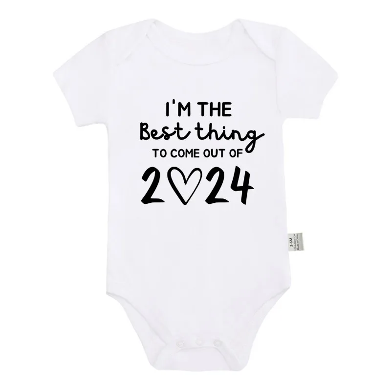 I'm the Best Thing 2024 Newborn Baby Clothes White Cotton Summer Bodysuits for Infants Short Sleeve Boys Girls Romper 3