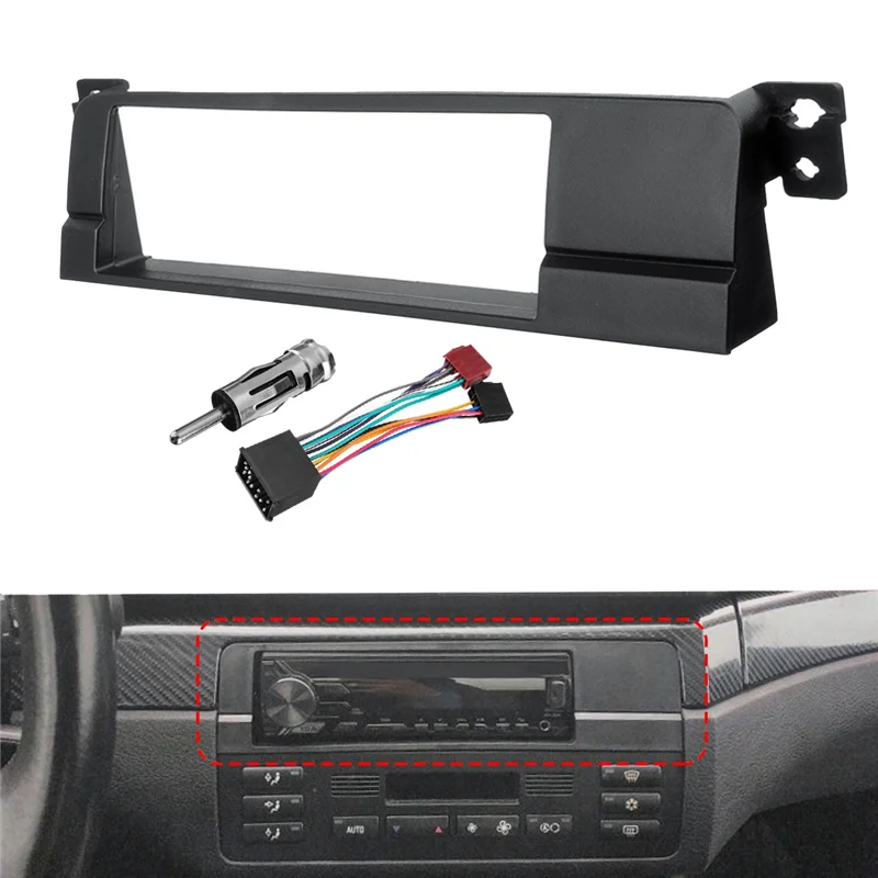 Car Radio Fascia Adaptor Car 1 Din Radio Fascia Adaptor Panel for BMW 3 Series E46 1998-2005 CD DVD Stereo Frame Installation Kit