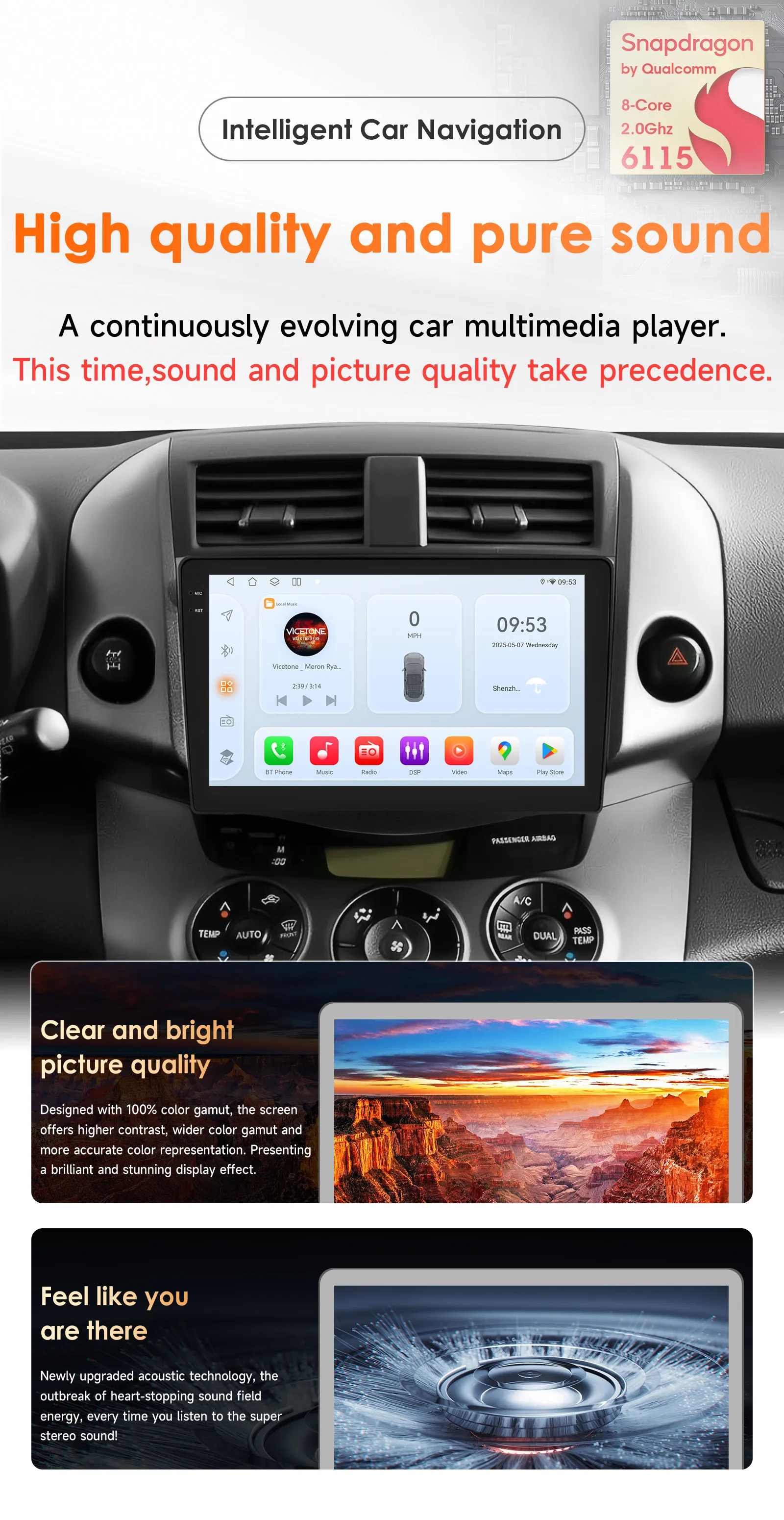 Hizpo 9-Zoll Octa-Core für Toyota RAV4 RAV 4 2006-2012 Smart Car Multimedia-Systeme GPS 2-DIN Autoradio Kabelloses CarPlay Android Auto – Detail 4