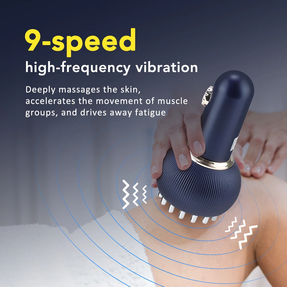Rechargeable Guasha Massager Meridian Brush EMS Vibration Heating Body Shaping Scraping Brush Lymphatic Drainage Fat Burner