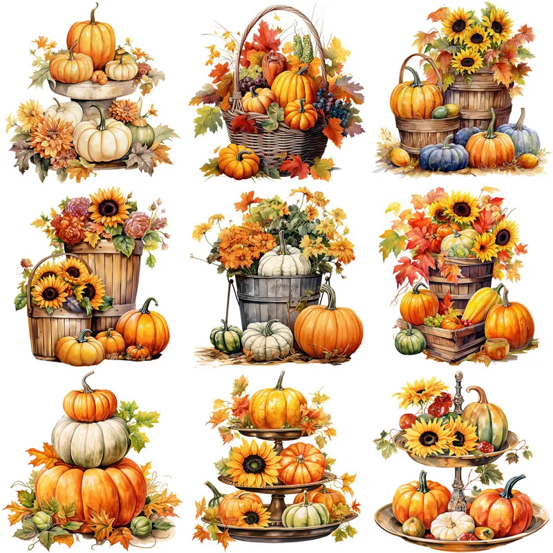 

12Pcs/Pack Pumpkin Sunflower Sticker DIY Craft Scrapbooking Album Junk Journal Decorative Stickers