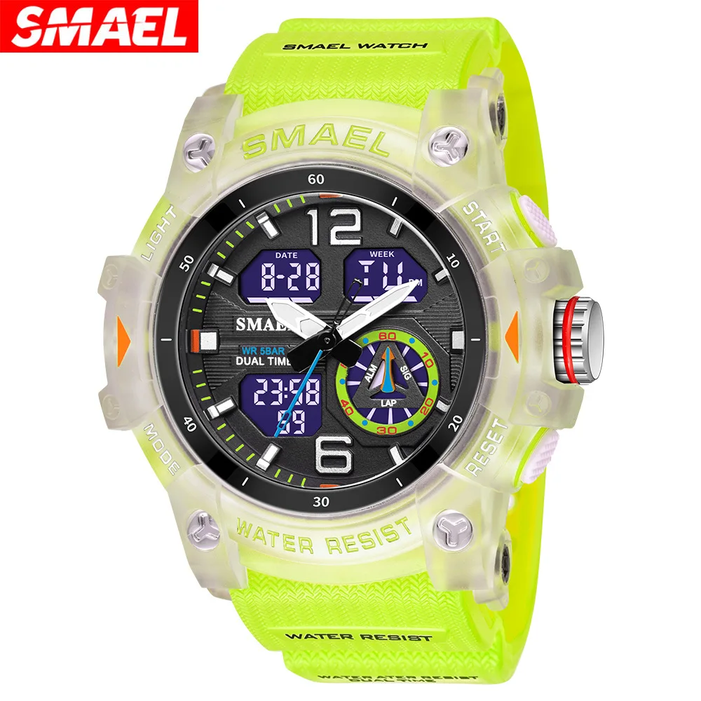 SMAEL 8007 Electronic Watch Sports Outdoors Waterproof Shockproof Chronograph Dual Display Silicone Strap Men Wrist Watches 6