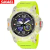 SMAEL 8007 Electronic Watch Sports Outdoors Waterproof Shockproof Chronograph Dual Display Silicone Strap Men Wrist Watches 6