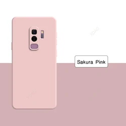 Luxury Liquid Silicone Soft Candy Phone Case - Classic Square Design - Galaxy S9 (Sakura Pink)
