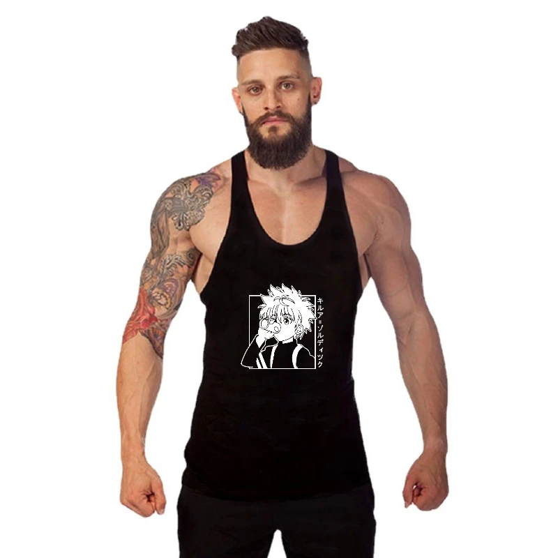 

XIN YI Men's Casual High Quality 100% Cotton tank Gym t-tank top mengym tank top men Kawaii Hunter X Hunter Gym t-tank top menKi