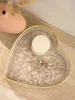 European Heart Clear Glass Tray With Gold Rim Small Large Set Of Two For Home Tabletop Jewelry Comestic Candle Watch Key Storage 3