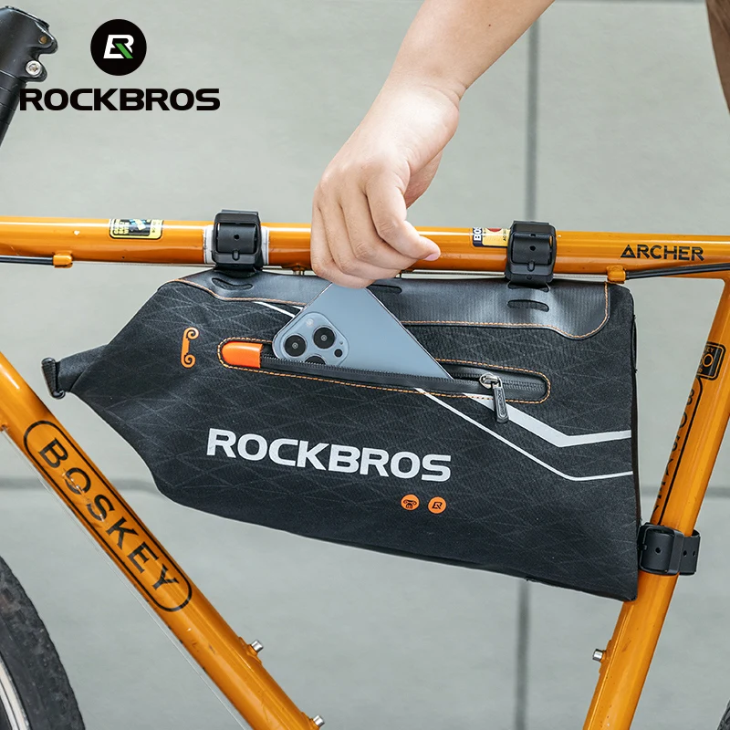 

ROCKBROS Waterproof Bicycle Bag Upper Tube Bag Folding Sealed Front Beam Bag Triangle Bag Road Bike Mountain Cycling Equipment