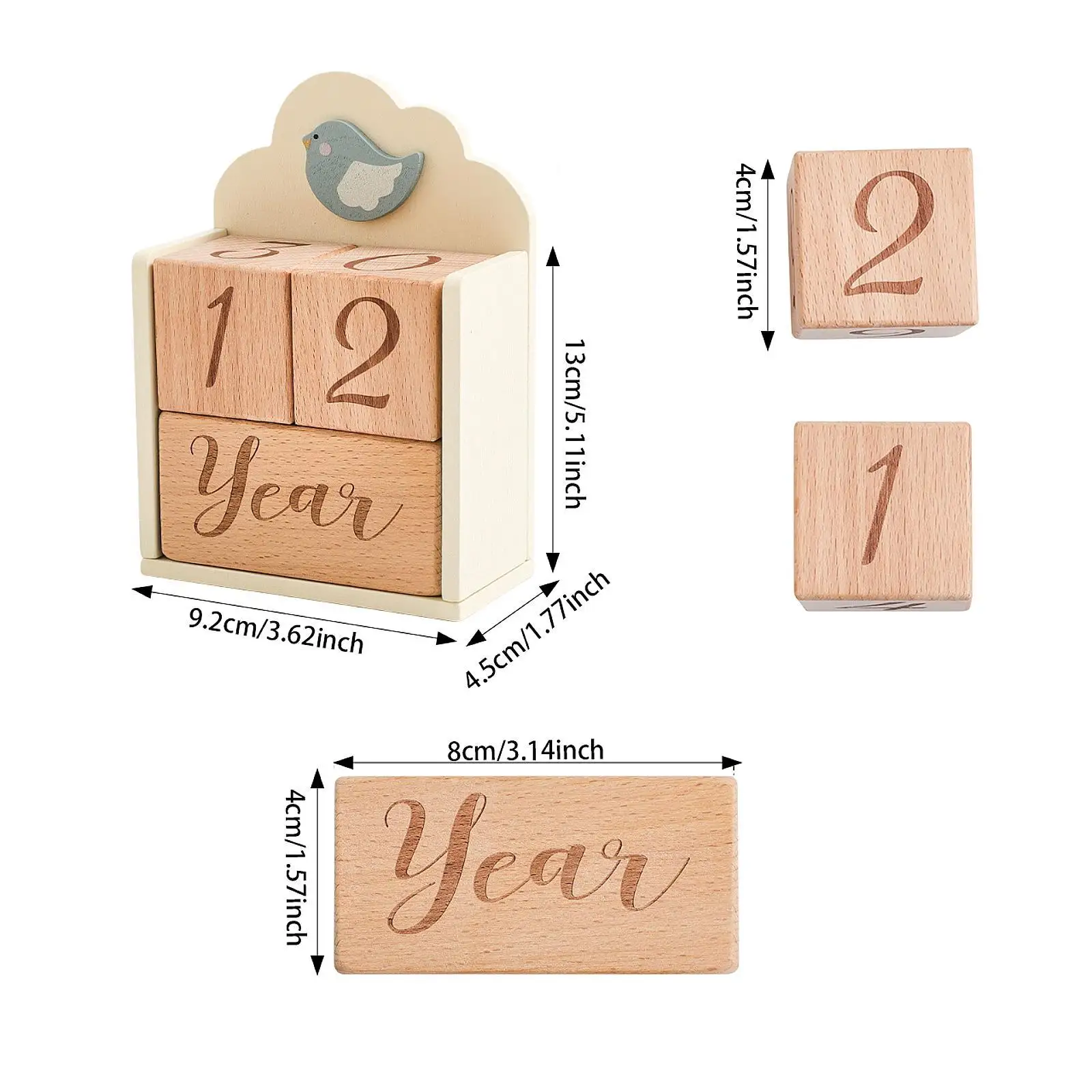 Wooden Baby Milestone Age Blocks Memories Growing up Number Blocks Practical Includes Week Month Year Nursery Decor Lightweight