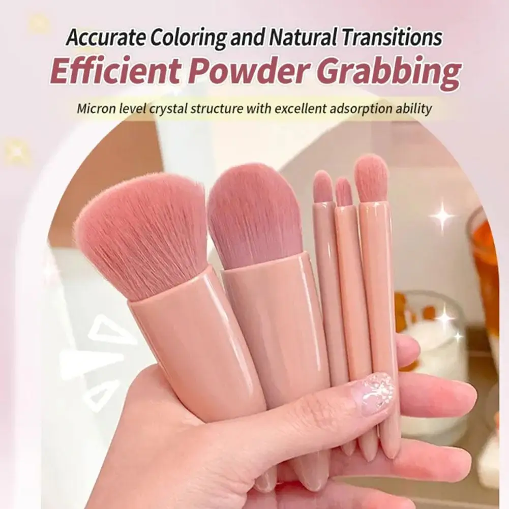 Portable Travel Makeup Brushes Set 5pcs Kit With Mirror Case