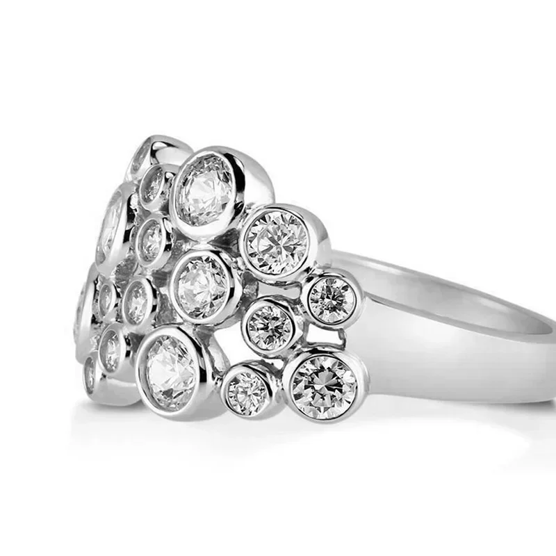 Silver Ring Weight Loss and Stress Relief Treatment Cubic Zirconia Ring Wedding Engagement Fashionable Jewelry