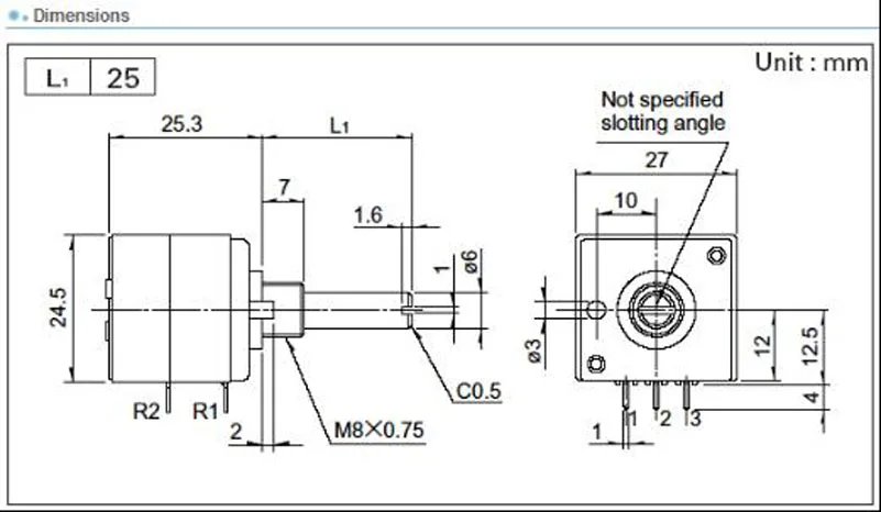 1pc Japan ALPS RK27 Stereo Volume Potentiometer 2-Channel Dual 10K/20K/50K/100K/250K/500K Slotted Shaft + PCB multiturn potentiometer linear potentiometer rotary potentiometer potentiometer kit trimmer potentiometer electronic components