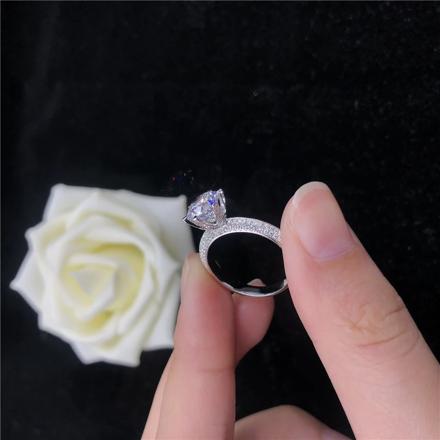 Solid 14K White Gold 2CT Test Natural Moissanite Diamond Engagement Ring Original Gold Bridal Jewelry D Color VVS1 Brilliant 6