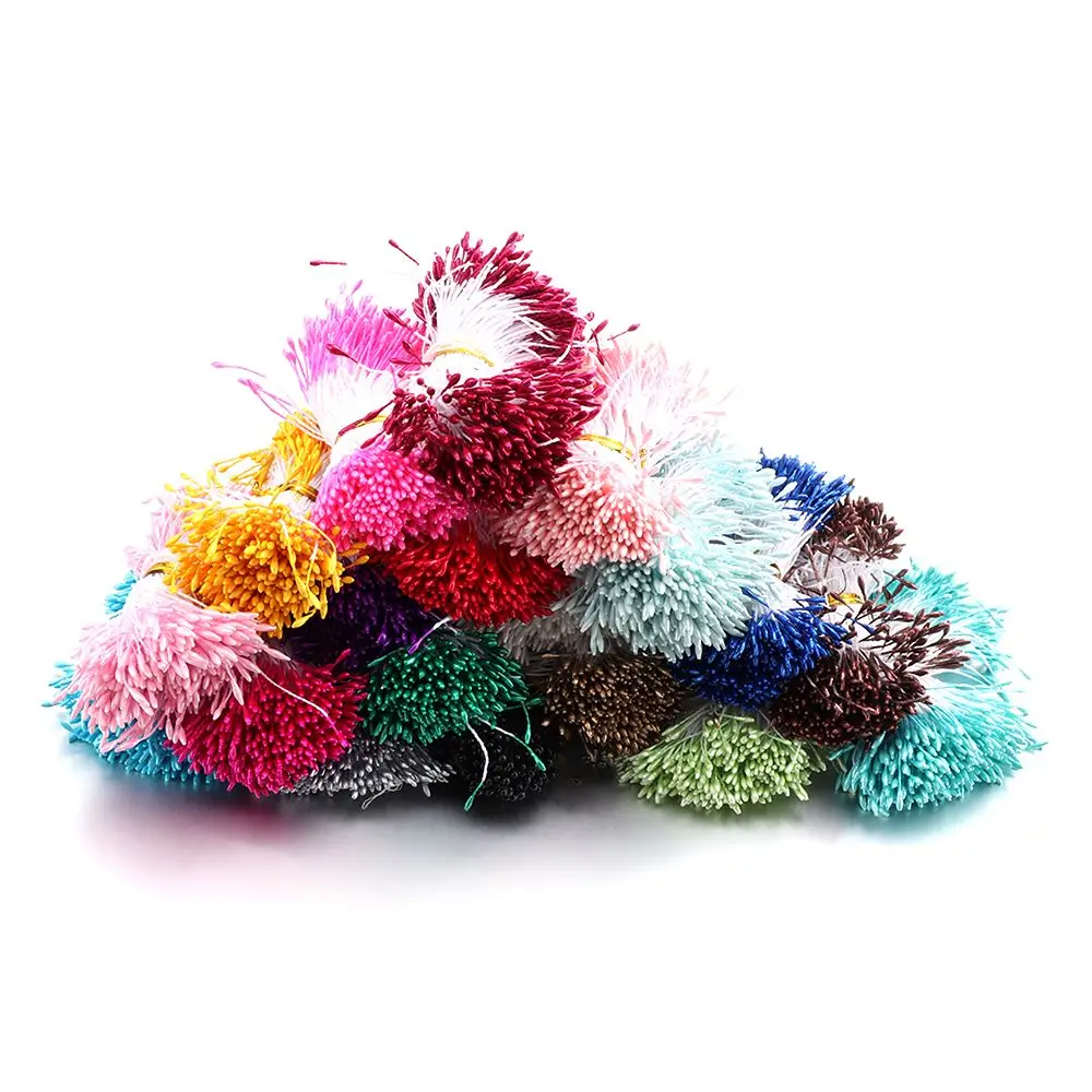 Artificial Flowers 400pcs Mini Flower Needlework Double Heads Hand-made DIY Floral Craft Flower Stamen Artificial Pearl Pistil