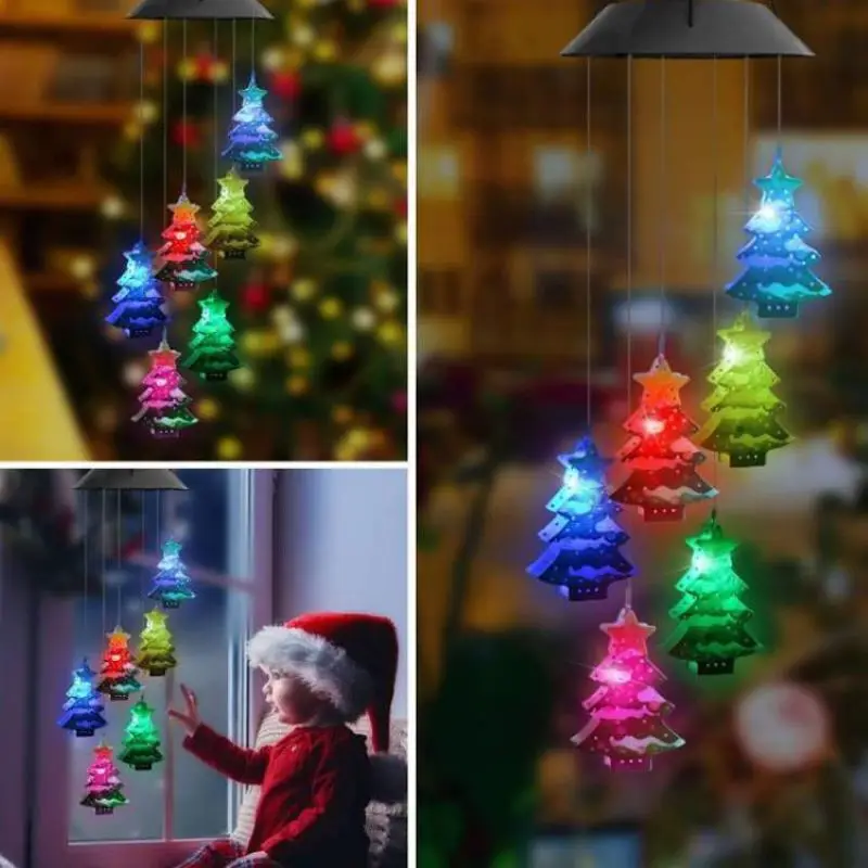 1set Wind Chimes Solar powered for patio and outdoor decorations Wind Chimes and Hanging Decorations for Christmas, Easter Decor