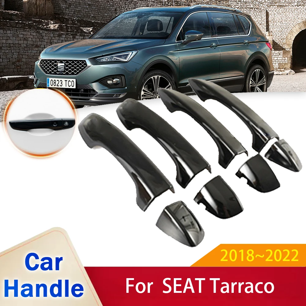 Fit for Seat Tarraco KN2 2018 2019 2020 2021 2022 Gloss Black Door Handle  Cover Sticker Trim Car External Protective Accessories