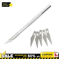 DIY Engraving Kit 6pcs Metal Blades Knife Craft Small Straight Knives Mobile Phone PCB Woodworking Hand Tool