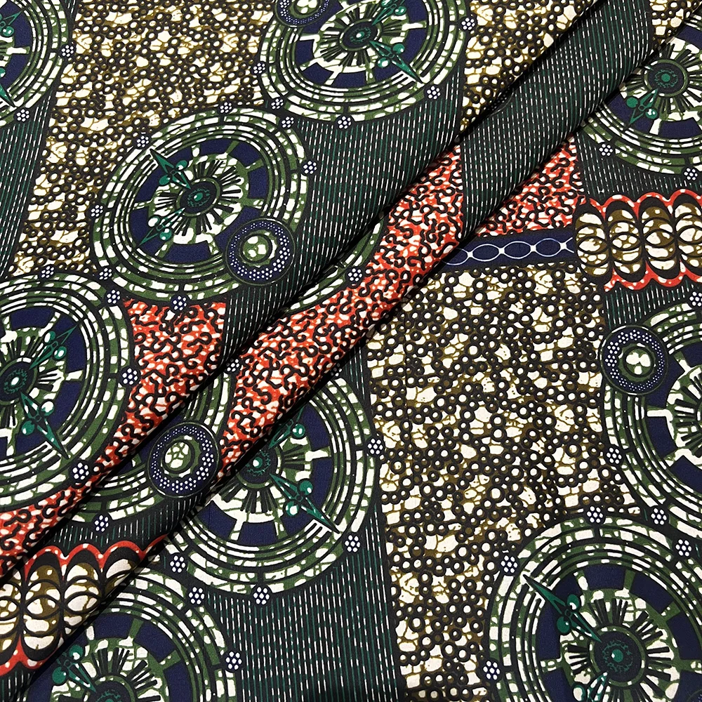 1pc 6 yards Fabric 5.48meter African Wax Fabric,Ghana Kente Design African Printed Wax Fabric Nigeria Ankara Kitenge Pagnes