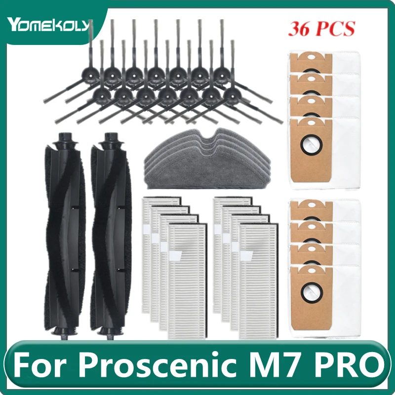 Details about   Side Brush Filter Mop Cloth Pad Dust Bag For Proscenic M7 Pro/Max Vacuum Cleaner 