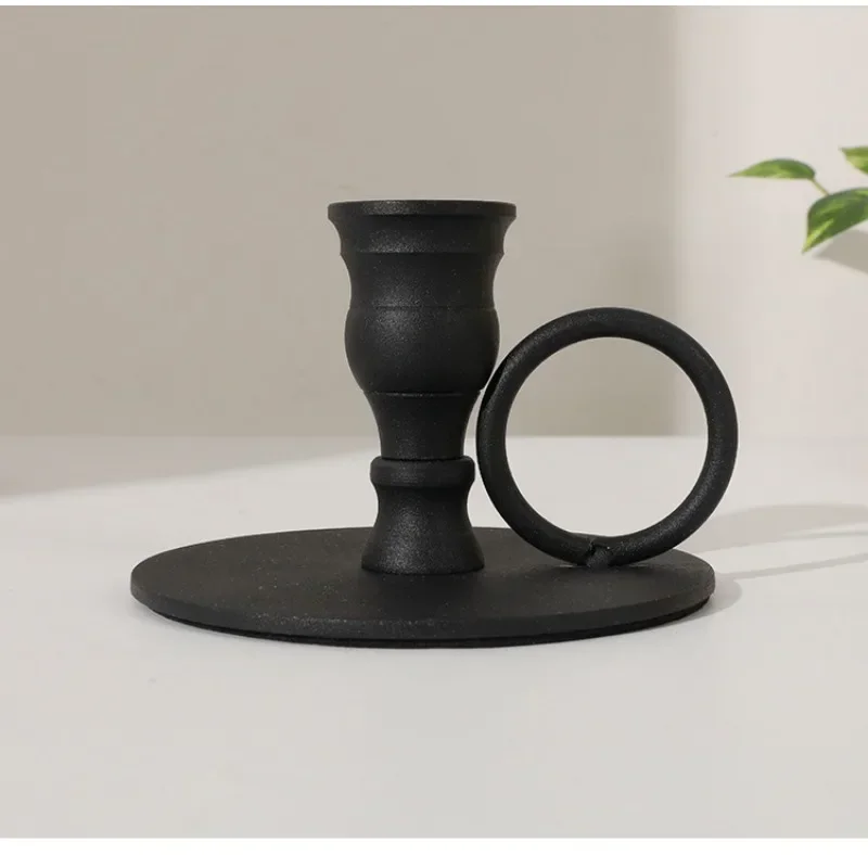 1PC Retro Candle Holder Simple Metal Handheld Candlestick Taper Candle Cup for Tabletop Party Wedding Christmas Home Decoration