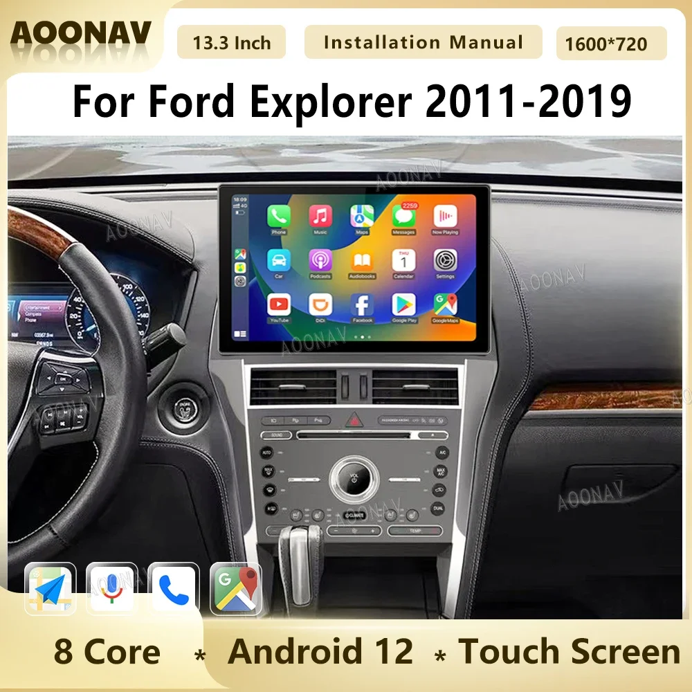 

13.3 Inch Android 12 Car Radio For Ford Explorer 2011-2019 Multimedia Player Navigation GPS Touch Screen Video Carplay Auto Unit