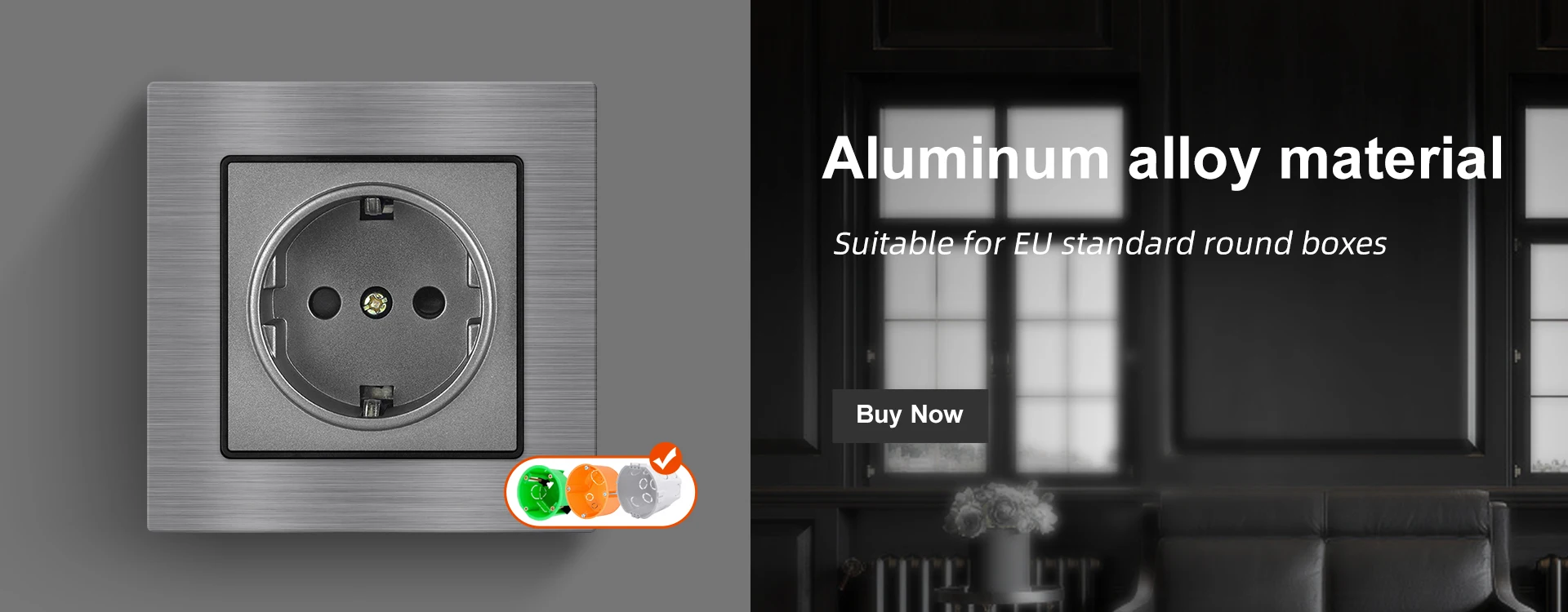 Description Picture 3 of itemSRAN F9 Series Gray Aluminum alloy Panel Light switch EU French Electrical outlets Usb wall plug TV rj45 socket Module DIY