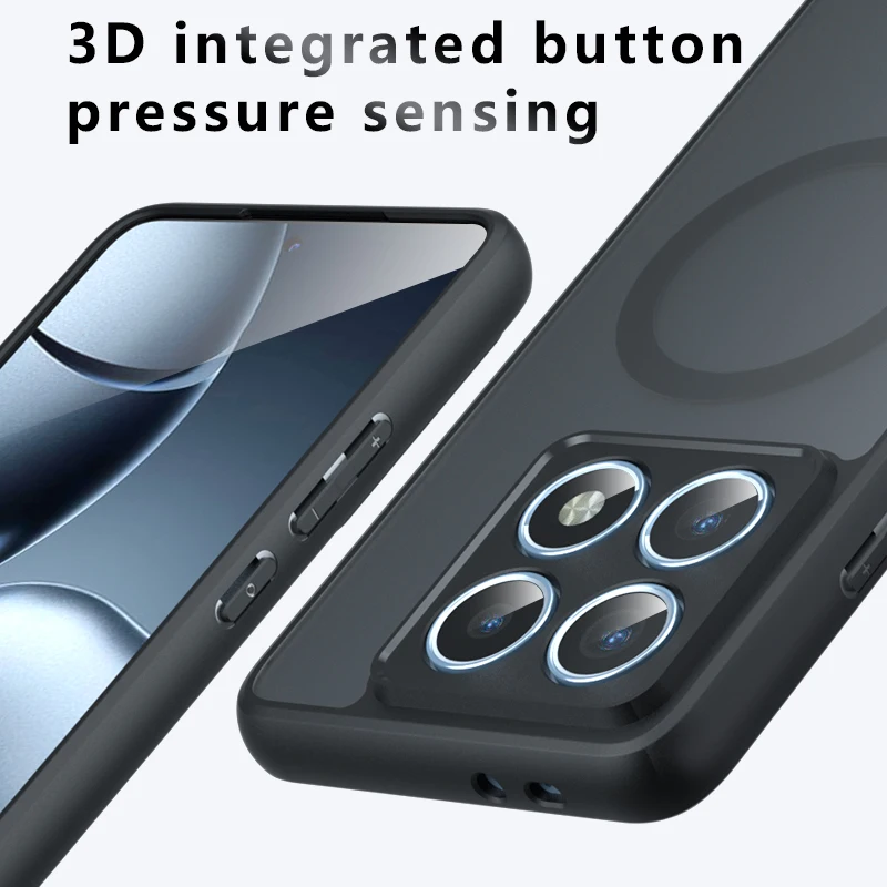Magnetic Frosted Matte Shockproof Phone Case with Wireless Charging and Camera Protector