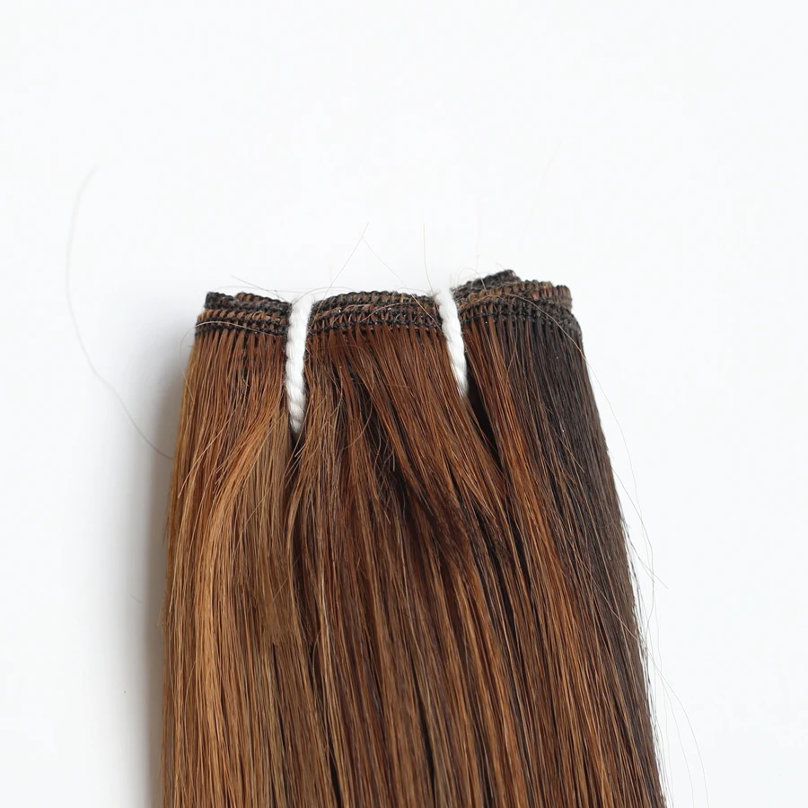 Extension per Capelli Lisci in Fibra Sintetica 10/12/14 Pollici, Ombre Biondo Marrone, Morbidi e Resistenti al Calore - immagine 5